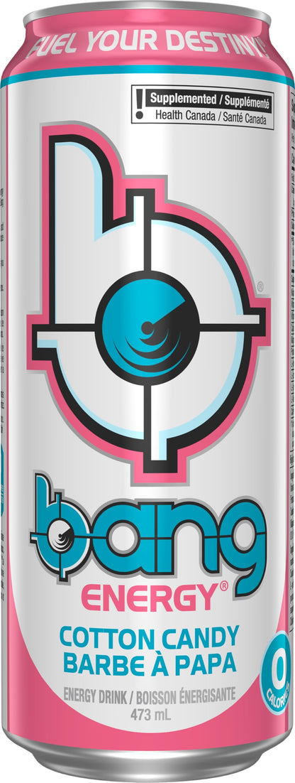 BANG ENERGY Cotton Candy, 473 mL Cans (12 Pack) – Zero Sugar, Zero Calorie Energy Drink VPX Bang
