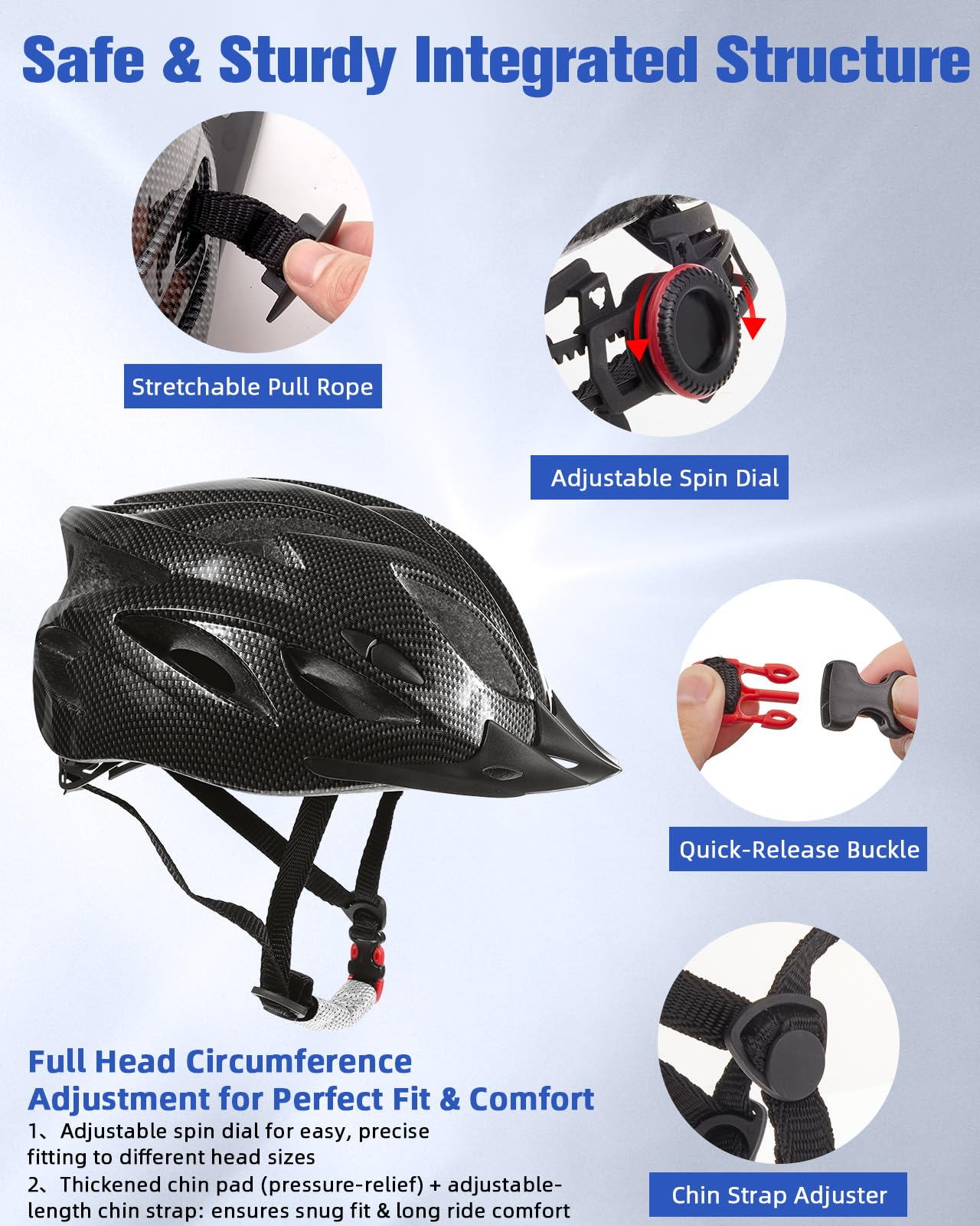 Zacro Bike Helmet Adult Men Women - CPSC Safety Certified Lightweight Bicycle Helmet with Detachable Sun Visor, Mountain Bike Helmet Suitable for Men Women Adults Youth