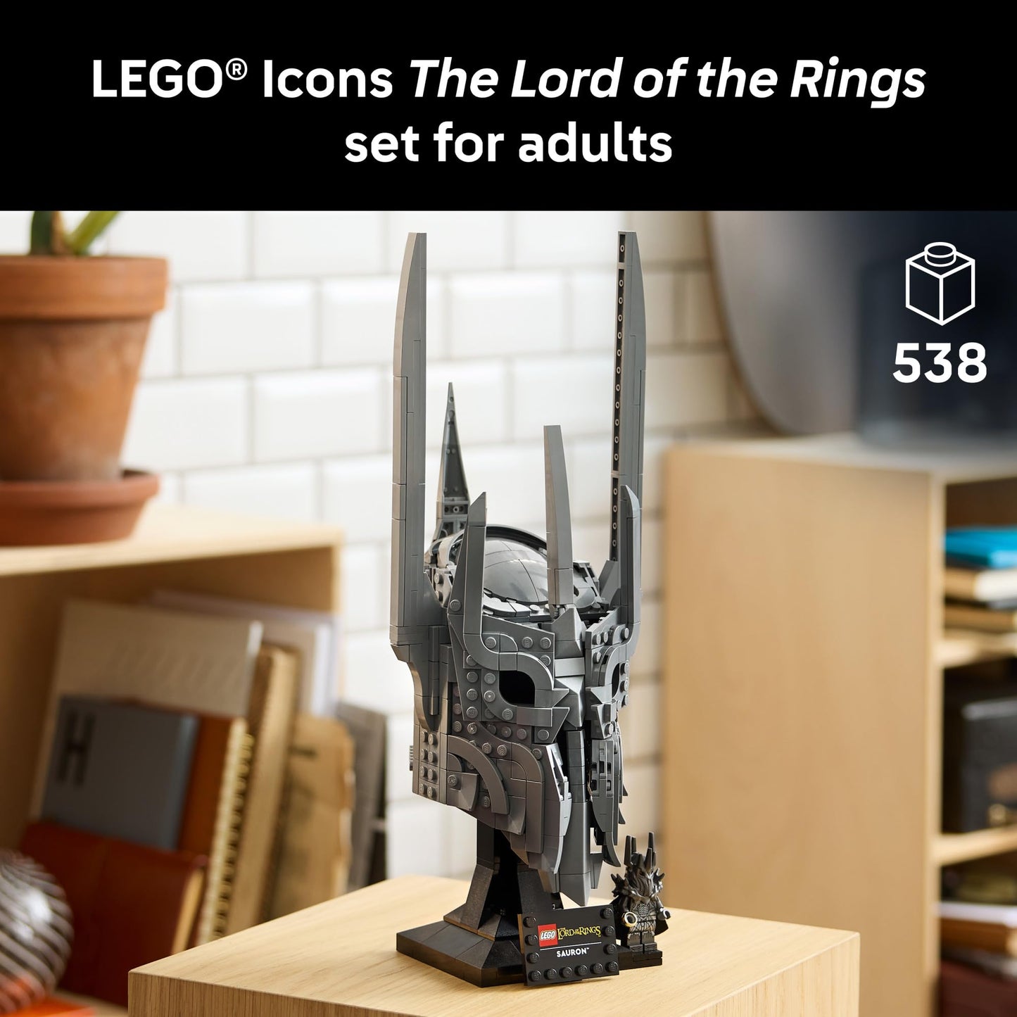 LEGO Icons The Lord of The Rings: Sauron's Helmet - Building Set for Adults, Ages 18+ - Bedroom, Home Office, Book Shelf Decor - with Sauron Minifigure - Gift for LOTR Fans - 11373 - Available at All In One Marketplace Canada