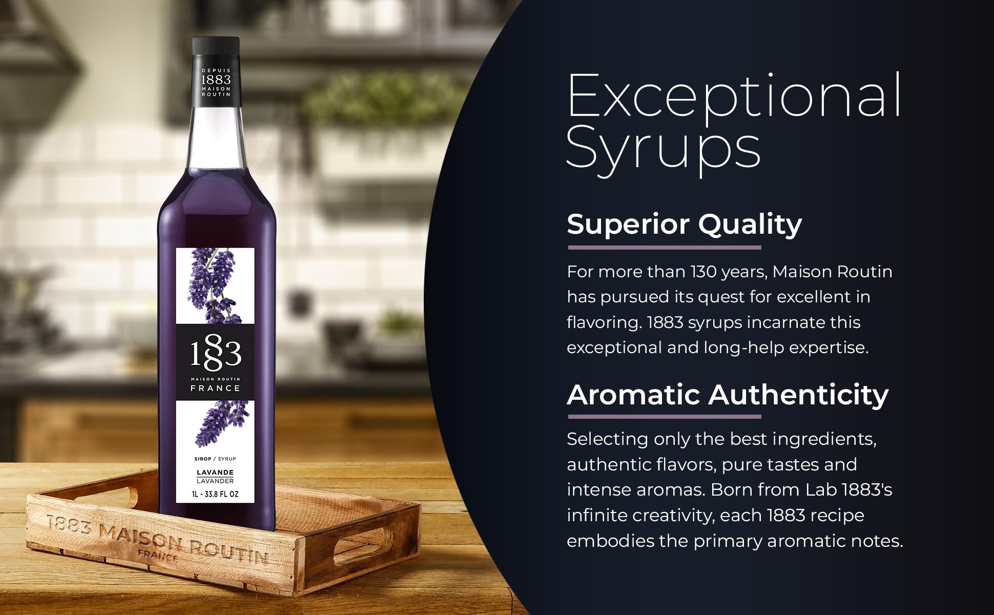 1883 Lavender Syrup, 1L Glass 1883 MAISON ROUTIN