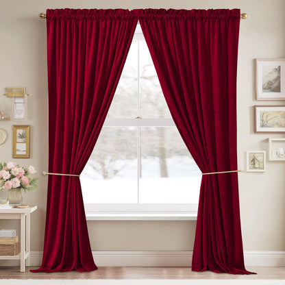 StangH Theater Red Velvet Curtains for Living Room Christmas Decor 2 Panels 🍁 All In One Marketplace Canada