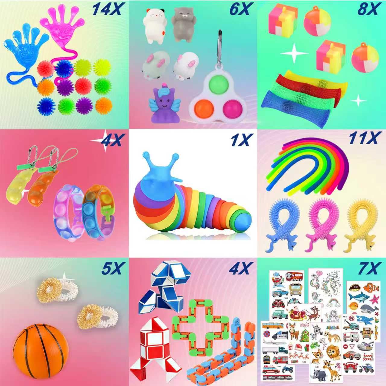 80 Pack Fidget Toys Set,Pop It Relieves Stress and Anxiety Sensory Fidget Toy for Children Girls Adults, Gift for Birthday Party Favors, Classroom Rewards Prizes, Carnival, Piñata Goodie Bag Fillers