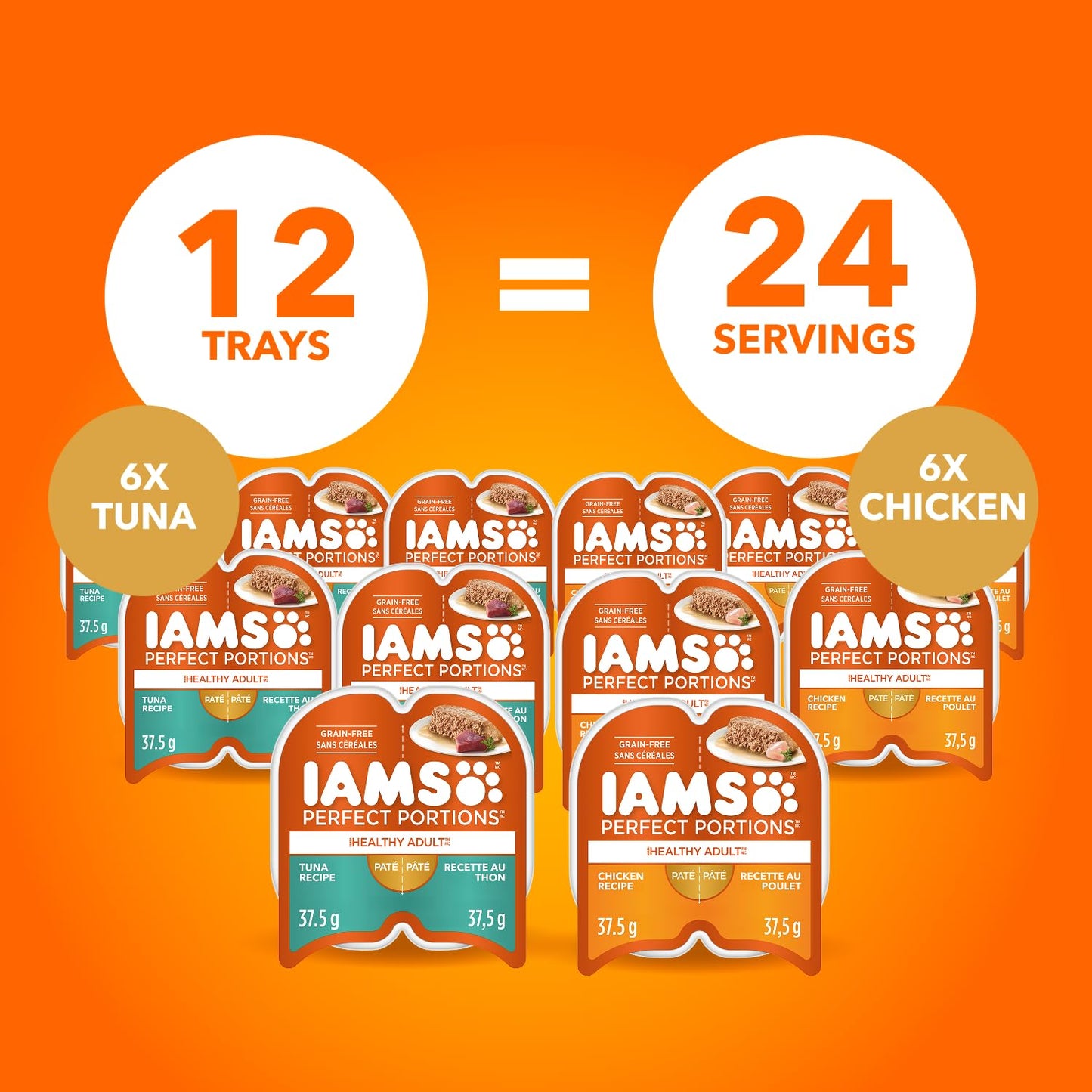 IAMS Perfect PORTIONS Adult Wet Cat Food, Chicken Flavour, 75g (12 Pack) IAMS