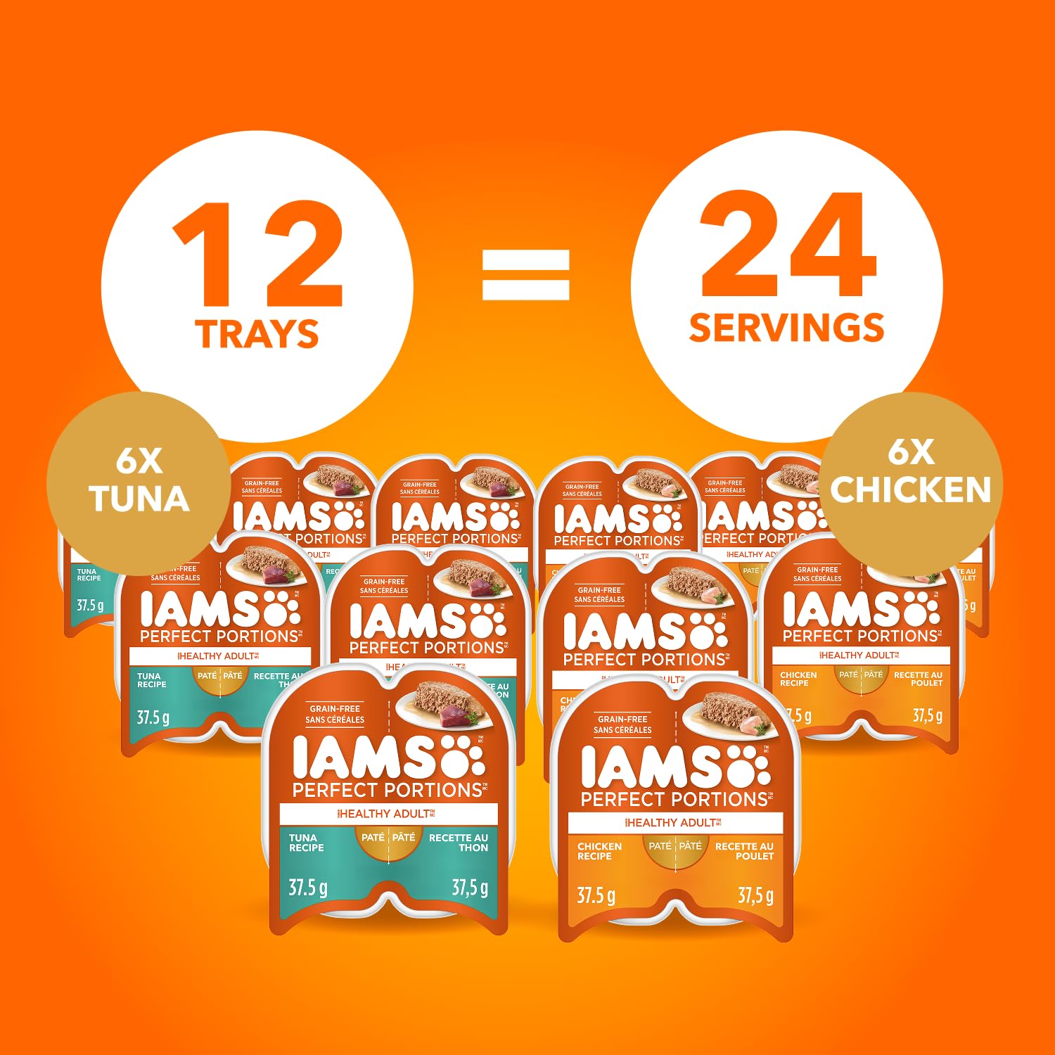 IAMS Perfect PORTIONS Adult Wet Cat Food, Chicken Flavour, 75g (12 Pack) IAMS