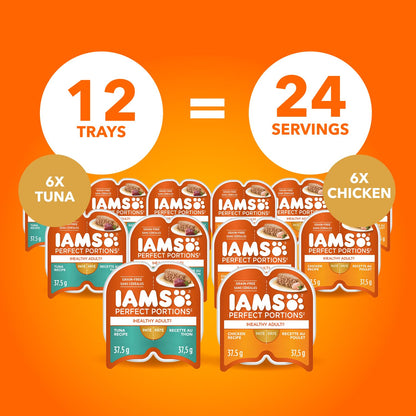 IAMS Perfect PORTIONS Adult Wet Cat Food, Chicken Flavour, 75g (12 Pack) IAMS
