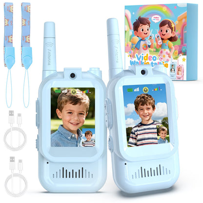 Video Walkie Talkies for Kids, 2 Pack Facetime Walkie Talkies with HD Camera & Voice Changer for Boys Girls for Family Games, Indoor, Outside, Hiking Christmas Birthday Toys Gift Ages 3-12 (Blue) 🍁 All In One Marketplace Canada