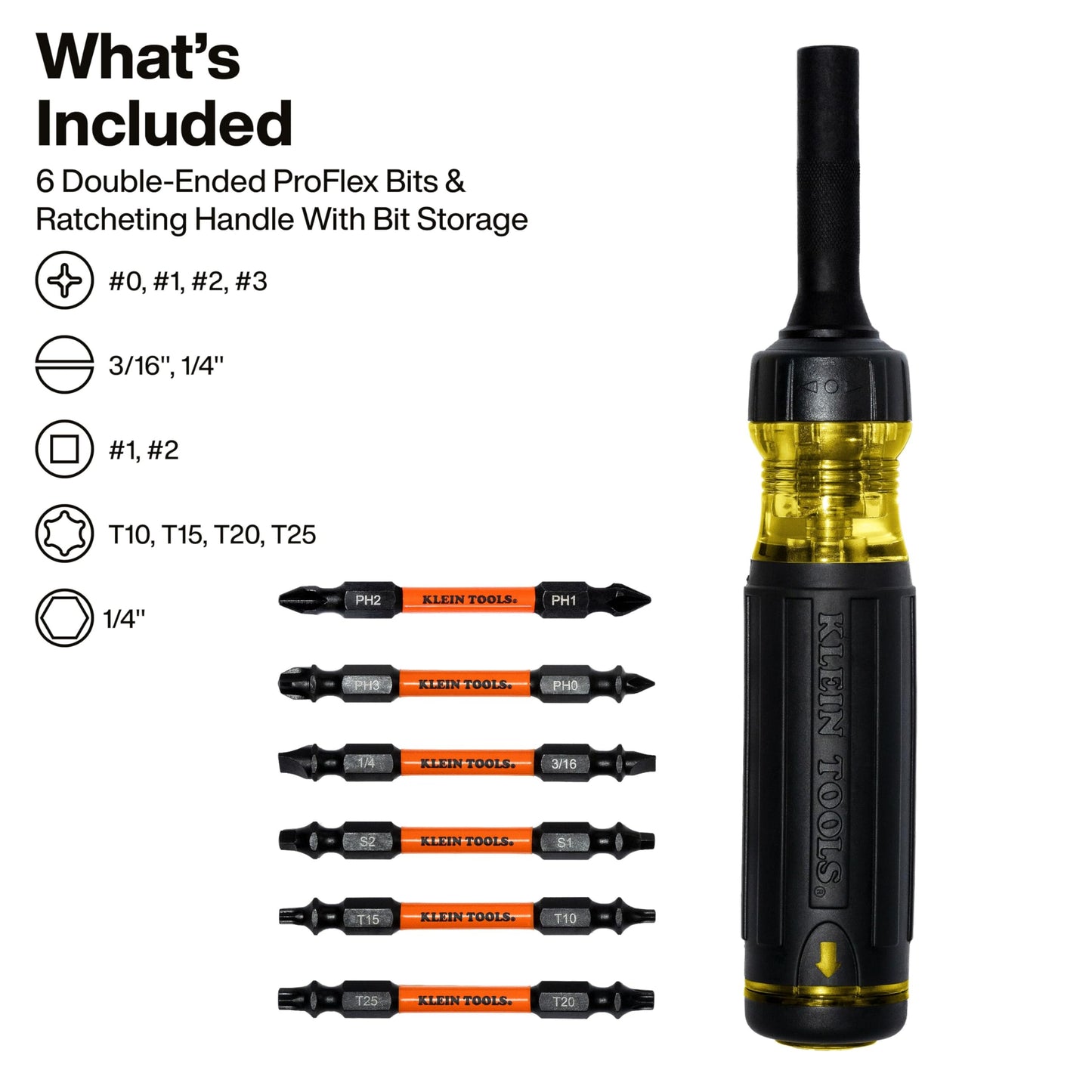 Klein Tools 32313HD 13-in-1 Multi-bit Ratcheting Screwdriver, Double-Ended Impact Bit Set, 12 Impact Driver Bits and 1/4-Inch Nut Driver KLEIN TOOLS