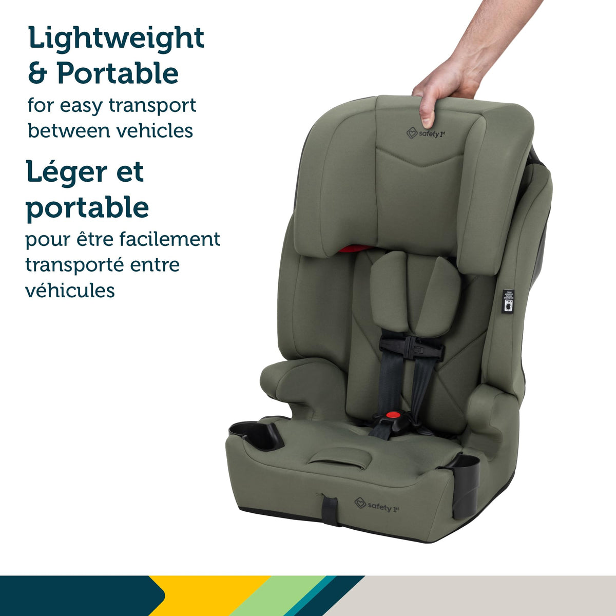 Safety 1st 3-in-1 Harness Booster Car Seat – 10-Position Adjustable Headrest, Fits 3 Across, Lightweight & Portable High-Back to Backless Booster with Cup Holders, Belt Guides & Certified Safety