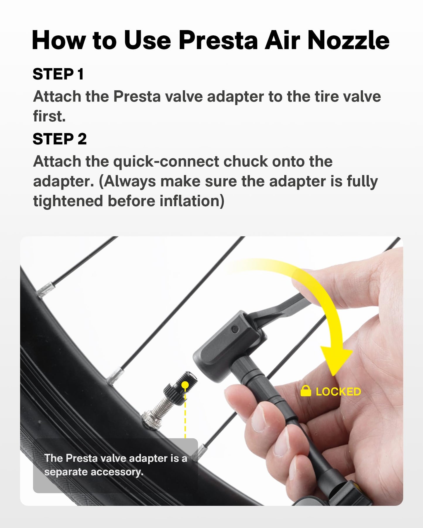 HOTO Electric Bike Pump, 150PSI Fast Inflate with Pressure Gauge, Mini Portable Bicycle Tire Inflator with Schrader & Presta Valve, for E-Bike, Road, Mountain, City and Fat Bikes, Motorcycle, BMX