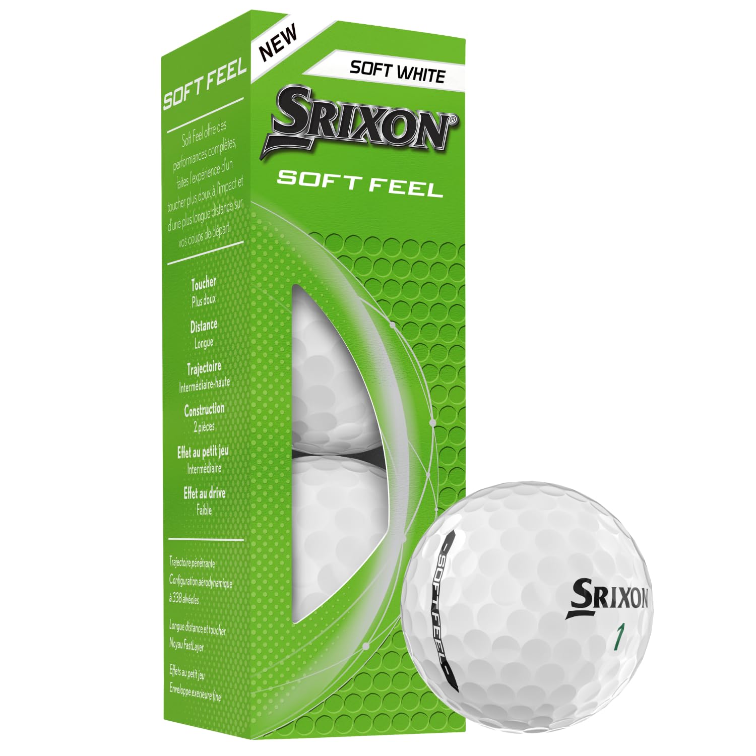 Srixon Soft Feel_14 Ultra Soft & Durable Golf Balls | Stable Trajectory & Controlled Spin| Premium Feel & Control Around The Green| Yellow/White Srixon