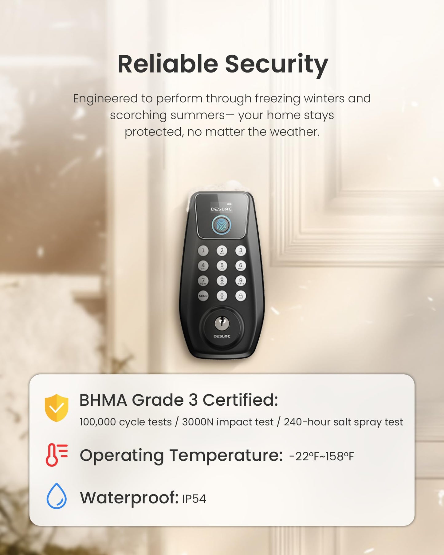 DESLOC C110 Fingerprint Smart Door Lock with Display DESLOC
