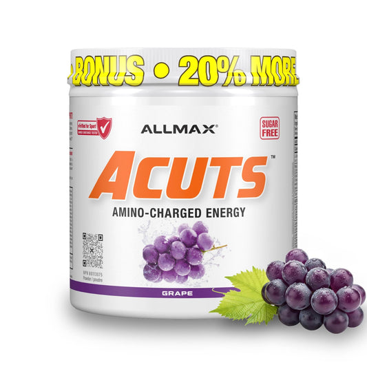 ALLMAX ACUTS Amino Energy Powder with Amino Acids Supplement, Grape, 36 Servings, Caffeine, Green Coffee Extract, 2000 mg Taurine, L-Carnitine, Sugar Free, Gluten & Dye Free, Amino Acid Drink
