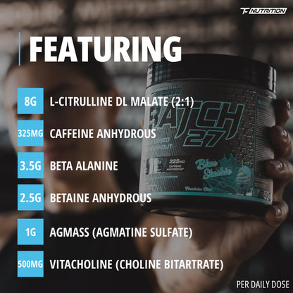 Batch 27 Pre Workout Powder - Nitric Oxide Booster & Preworkout for Men and Women w/Citrulline, Beta Alanine, Caffeine for Enhanced Energy, Endurance, & Reduced Fatigue - 40 Servings, Blue Slushie