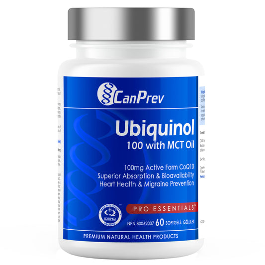 CanPrev Ubiquinol 100mg with MCT Oil, 60 Softgels, 2-Month Supply, CoQ10 Supplement for Heart & Cardiovascular Support, Enhanced Absorption, Non-GMO & Gluten Free, Coenzyme Q10 for Energy & Vitality - Available at All In One Marketplace Canada