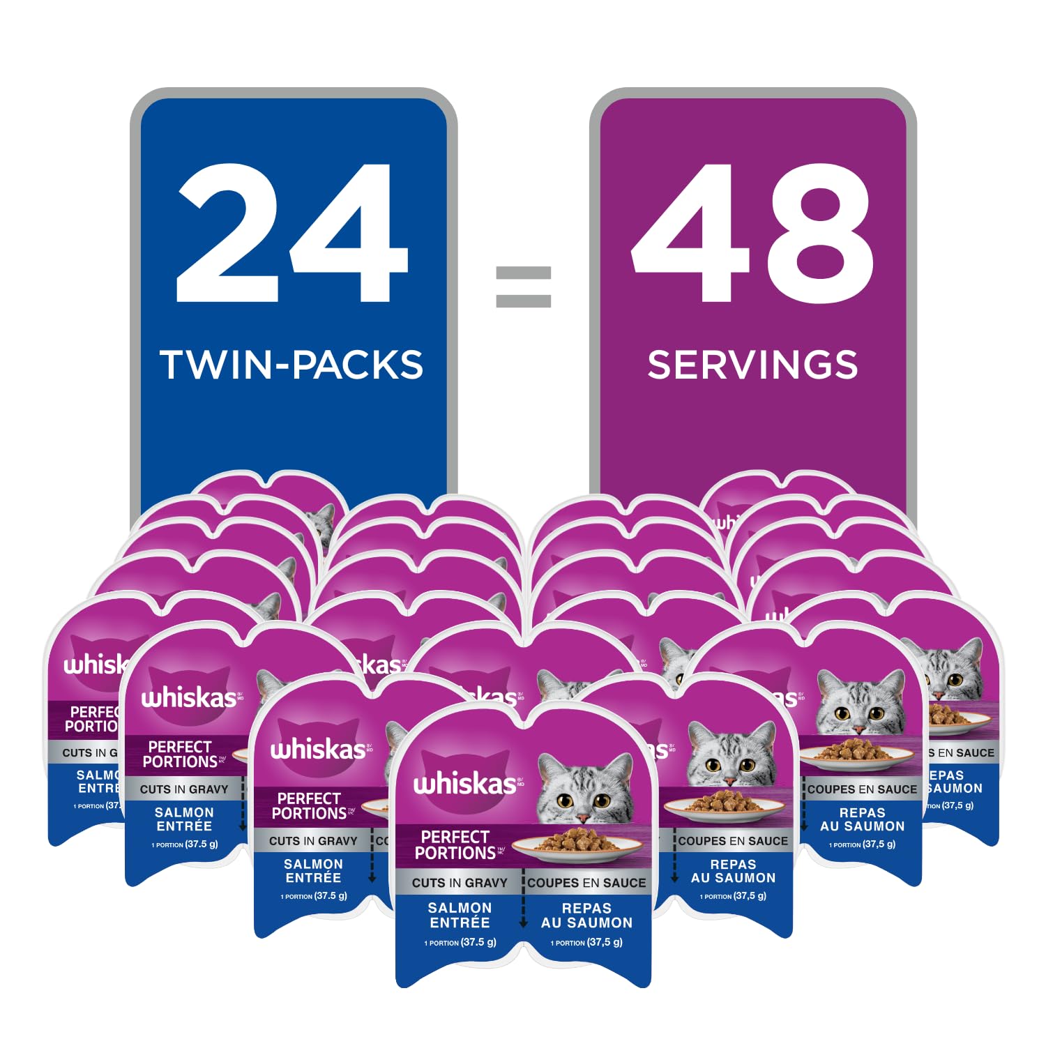 WHISKAS Perfect PORTIONS Kitten Wet Cat Food, Salmon Flavour, 75g whiskas
