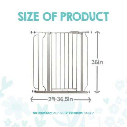 Regalo Easy Step Extra Tall Walk Thru Baby Gate, Bonus Kit, Includes 4-Inch Extension Kit, 4 Pack of Pressure Mount Kit and 4 Pack of Wall Mount Kit, Platinum