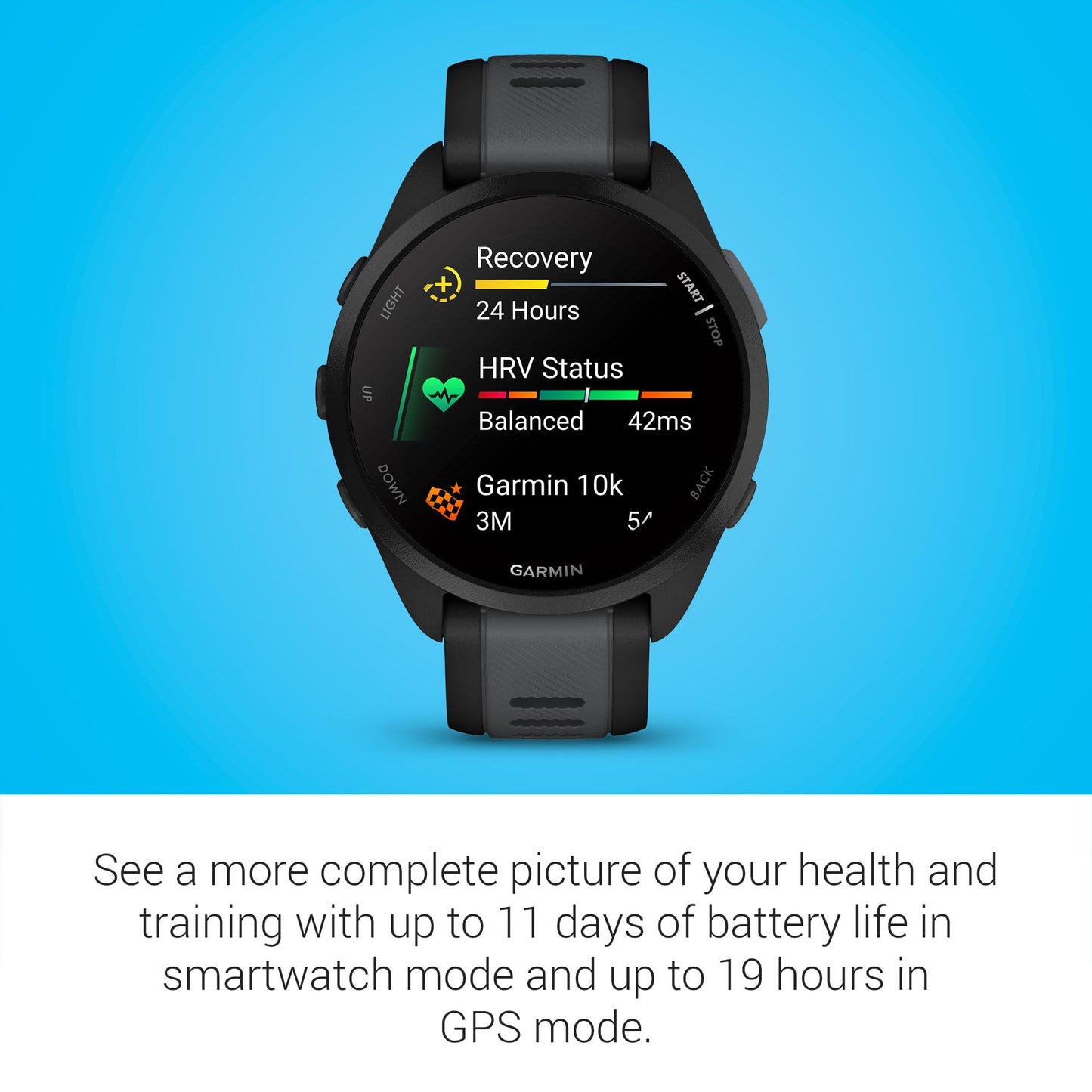 Garmin Forerunner® 165, Running Smartwatch, Colorful AMOLED Display, Training Metrics and Recovery Insights, Black