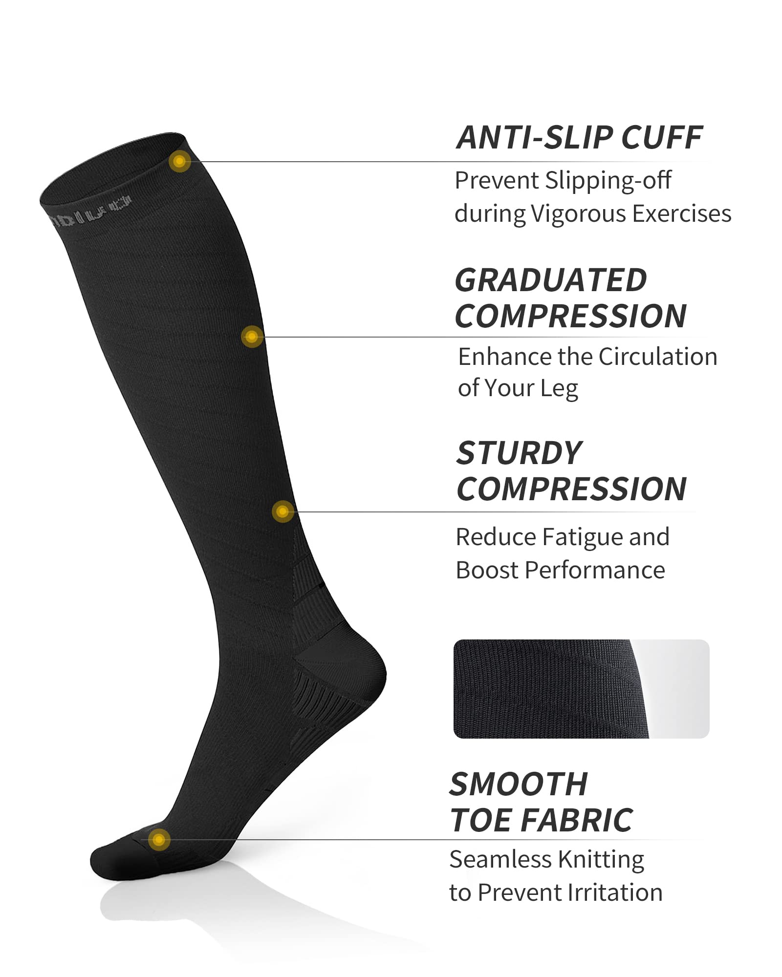 CAMBIVO 2 Pairs Compression Socks for Men and Women(20-30 mmHg), Compression Stocking for Swelling, Nurse, Flight(Black, SM)