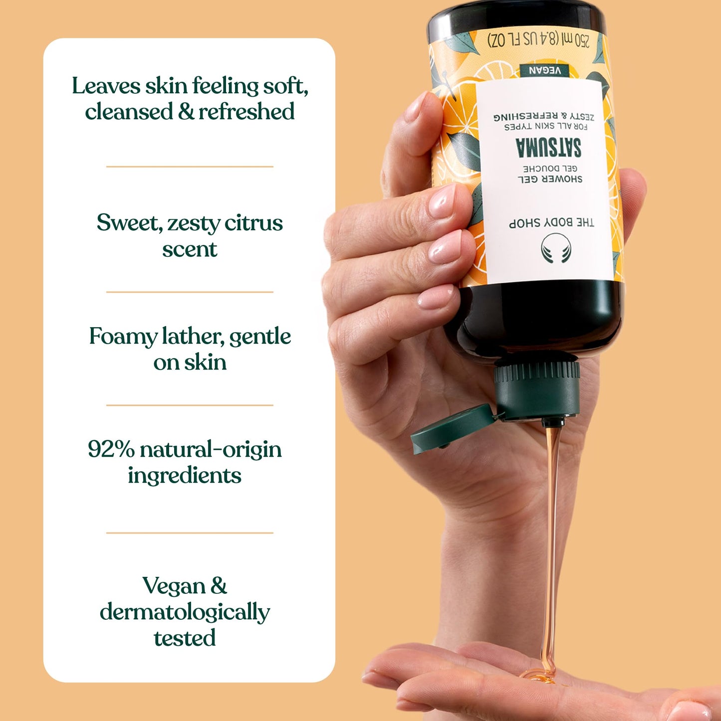 The Body Shop Satsuma Shower Gel 750 ml | Energizing Citrus Body Wash & Natural Shower Gel for Men & Women | Refreshing Cleanser - Available at All In One Marketplace Canada