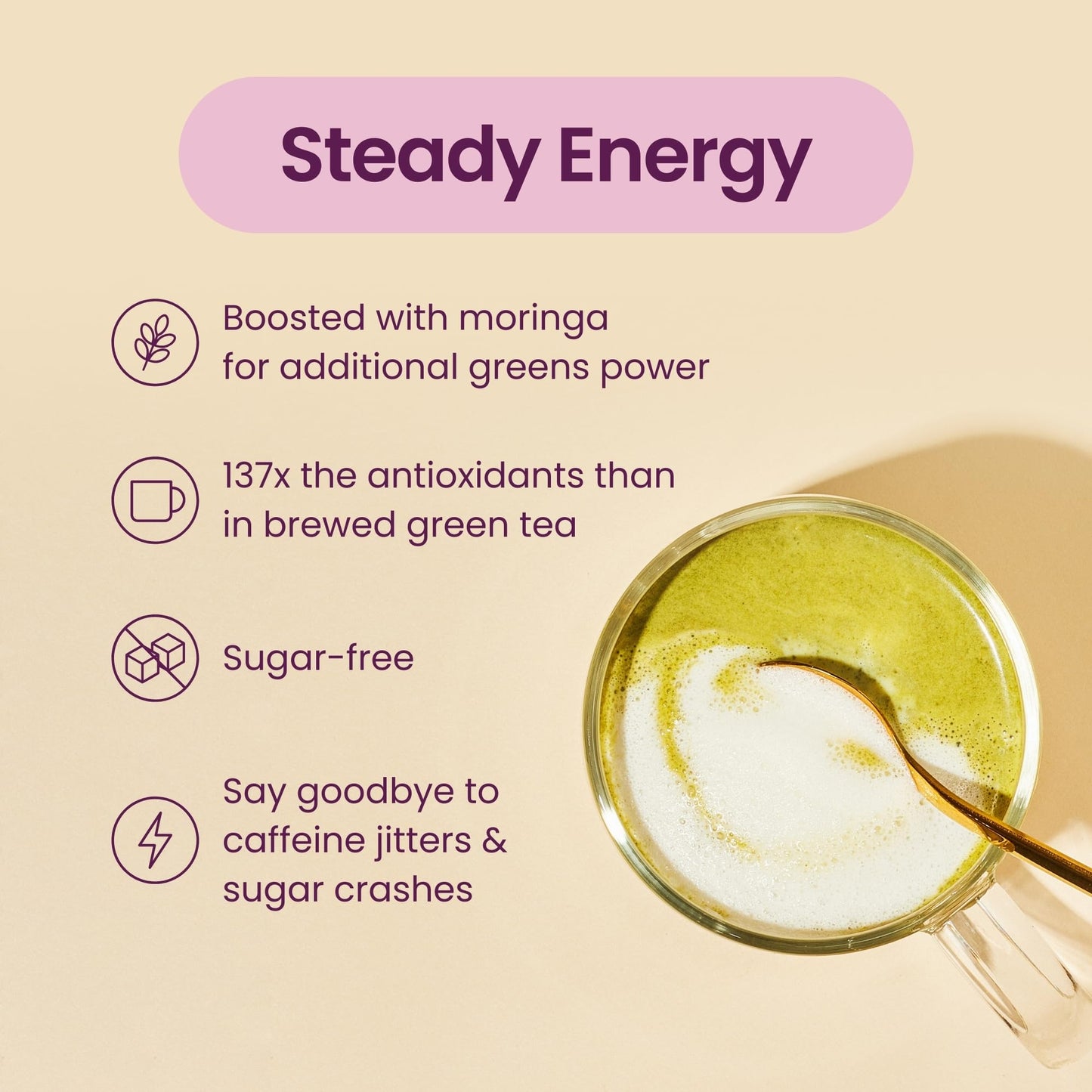 Blume Matcha Coconut Superfood Latte – Organic Matcha Green Tea from Shizuoka Japan, Moringa Leaf & Coconut Milk Latte Mix, Caffeine & L-Theanine for Energy & Focus, Zero Sugar, Vegan - 25 Servings