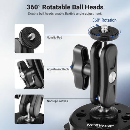 NEEWER 6"/15.2cm Camera Suction Cup Mount with Ball Head Magic Arm, Metal