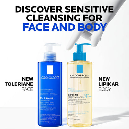 La Roche Posay Double Face Cleanser, Toleriane Hydrating Purifying Foaming Gel, Removes Makeup & Impurities, with Niacinamide & Amino Acids, Fragrance Free, Recommended by Dermatologists, 400ml La Roche-Posay