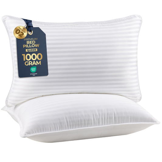 Utopia Bedding Pillows Queen Size 2 Pack – Soft, Supportive Hotel Quality Bed Pillow, Down Alternative Cooling Pillow for Side, Back or Stomach Sleepers, Premium Queen Pillows - Available at All In One Marketplace Canada
