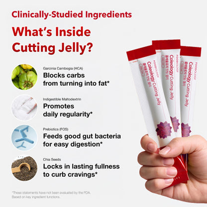 FOODOLOGY Coleology Cutting Stick Jelly (Pomegranate) – Dietary Fiber Supplement for Healthy Weight Management, Chia Seeds & Garcinia Cambogia, Korean Beauty with Collagen – 10 Sticks - Available at All In One Marketplace Canada