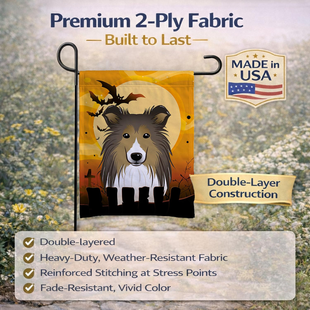 Drapeau de jardin Caroline's Treasures BB1800GF motif Sheltie pour Halloween, petite taille, multicolore