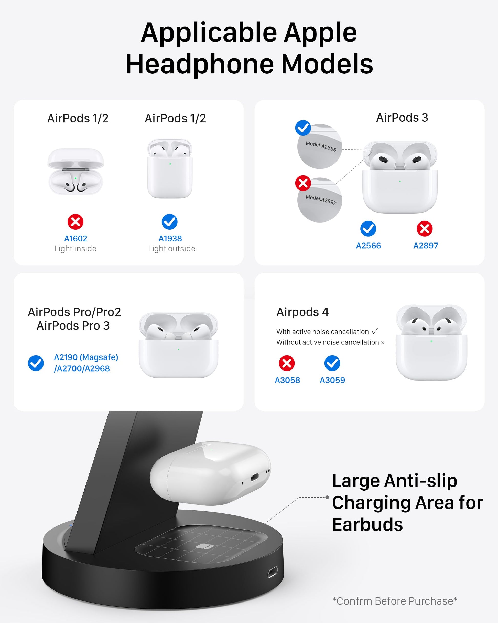 Anlmz 3 in 1 Charging Station for iPhone, Wireless Charger for iPhone 17 16e 16 15 14 13 12 11 X Pro Max & Apple Watch - Wireless Charging Station for AirPods 4 3 Pro - Available at All In One Marketplace Canada