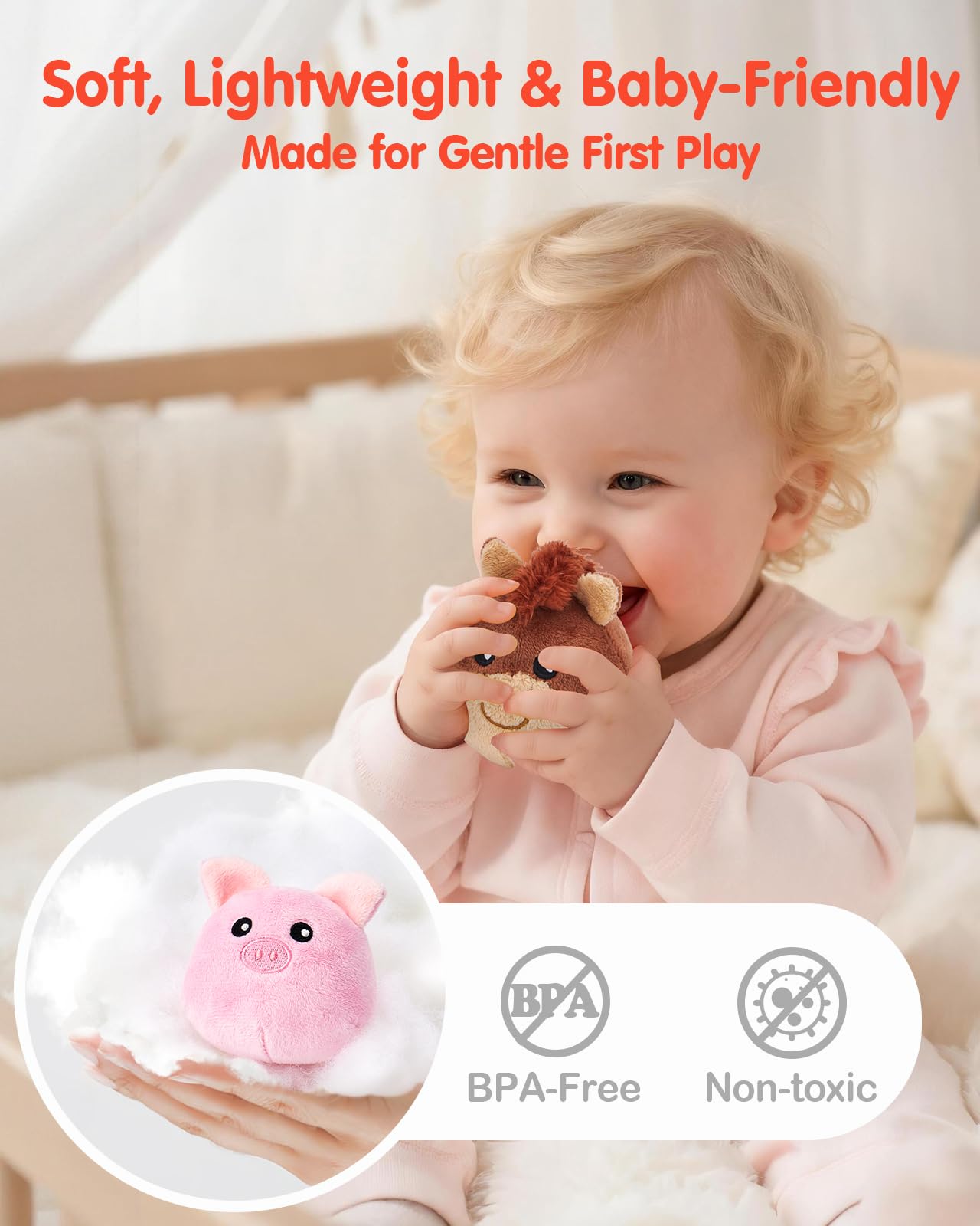 hahaland Montessori Baby Toys 6-12 Months - Surprise Barn with Stuffed Farm Animals Toys for Babies with Rattle & Mirror, Sensory Toys for Babies Boy Girl, Travel Toys for Toddlers 1-3 - Available at All In One Marketplace Canada