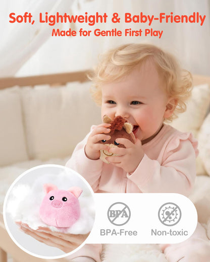 hahaland Montessori Baby Toys 6-12 Months - Surprise Barn with Stuffed Farm Animals Toys for Babies with Rattle & Mirror, Sensory Toys for Babies Boy Girl, Travel Toys for Toddlers 1-3 - Available at All In One Marketplace Canada
