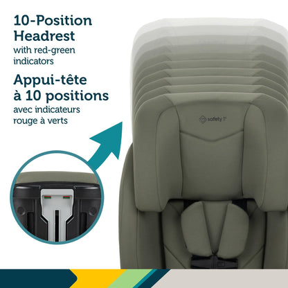 Safety 1st 3-in-1 Harness Booster Car Seat – 10-Position Adjustable Headrest, Fits 3 Across, Lightweight & Portable High-Back to Backless Booster with Cup Holders, Belt Guides & Certified Safety