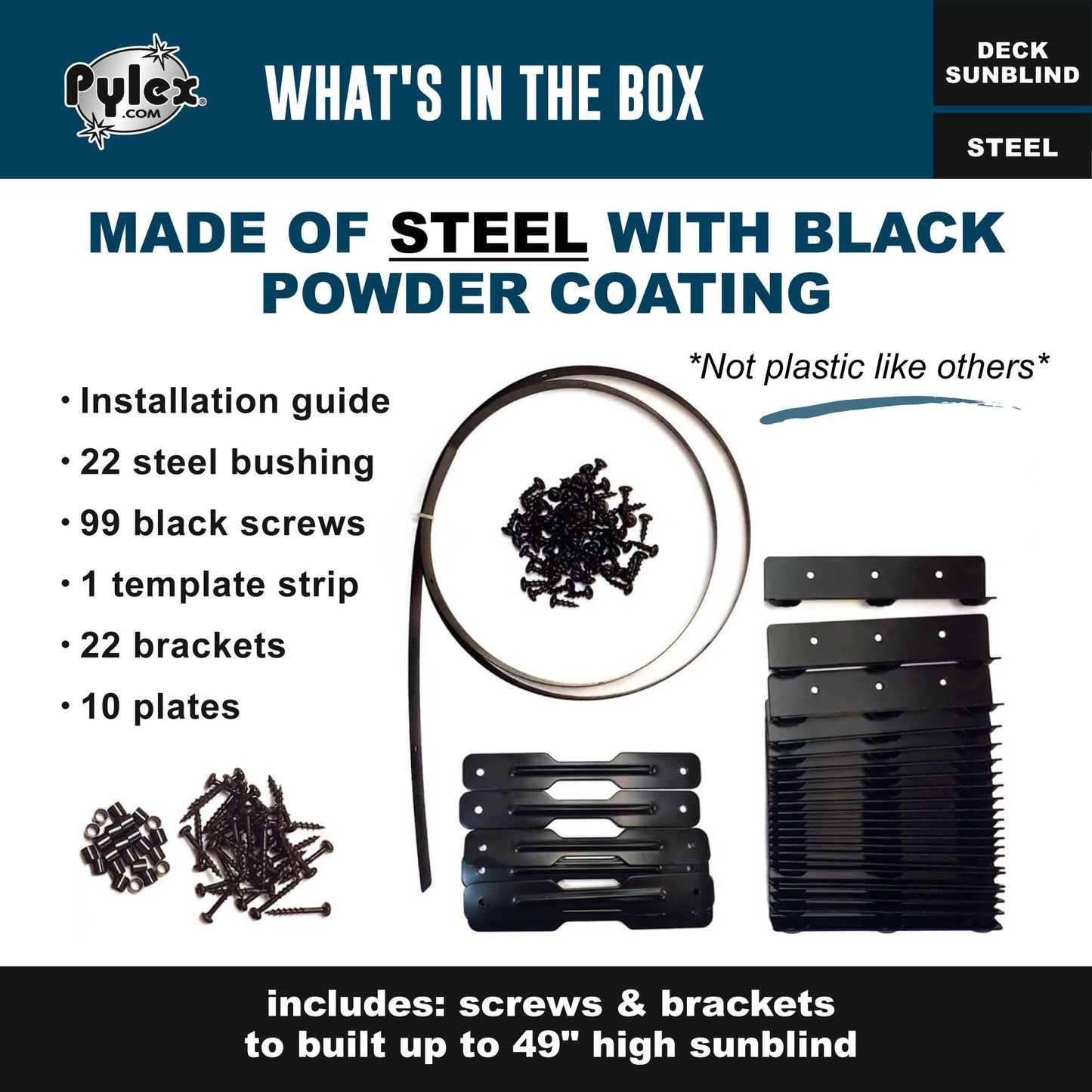Pylex 11060 Deck Sunblind System, Black Pylex