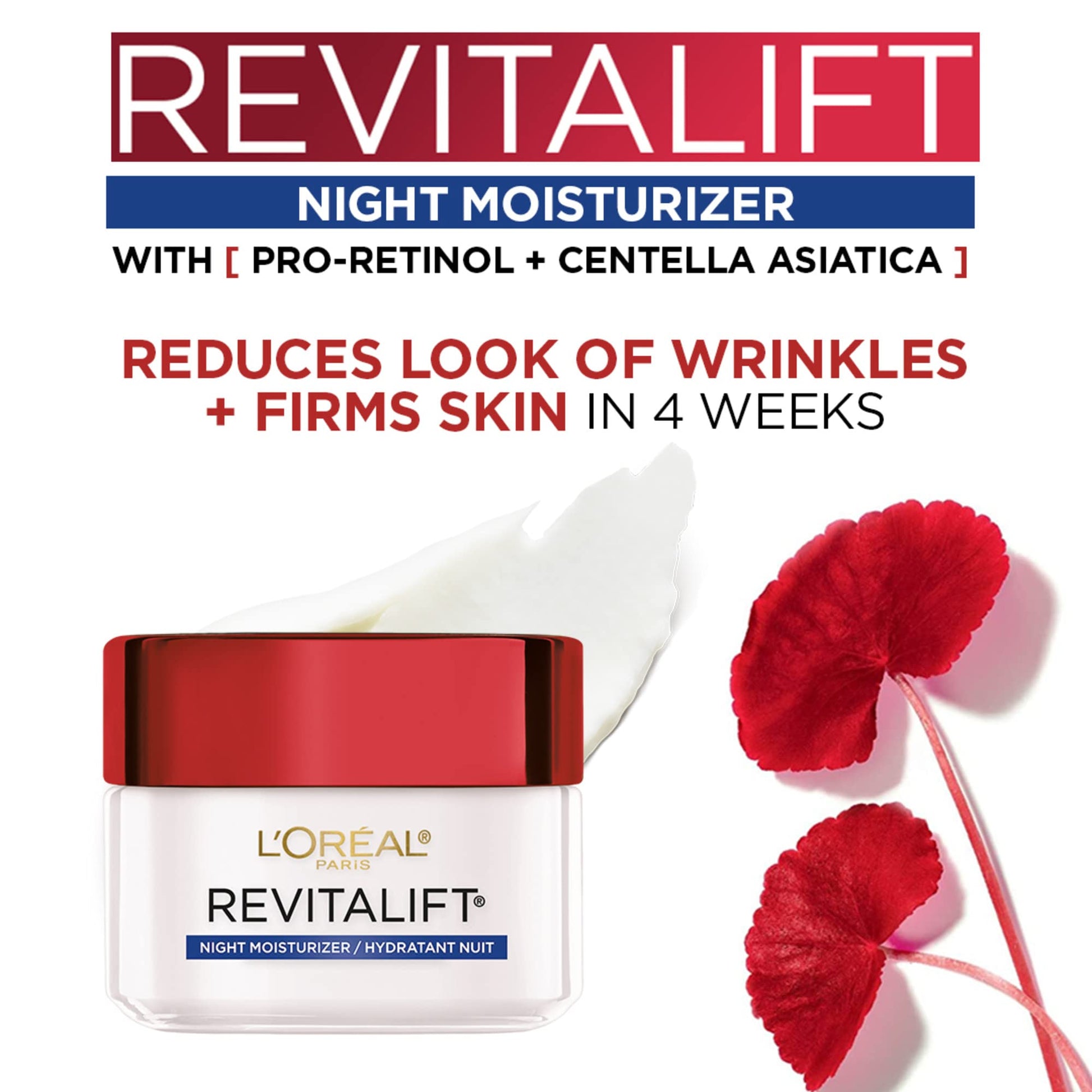 L’Oréal Paris Pro-Retinol + Centella Asiatica Night Cream, Moisturizer for Face, Revitalift, Fights look of wrinkles, Firms Skin, Resist look of Signs of Aging, Skincare - 50 ml L'Oreal Paris