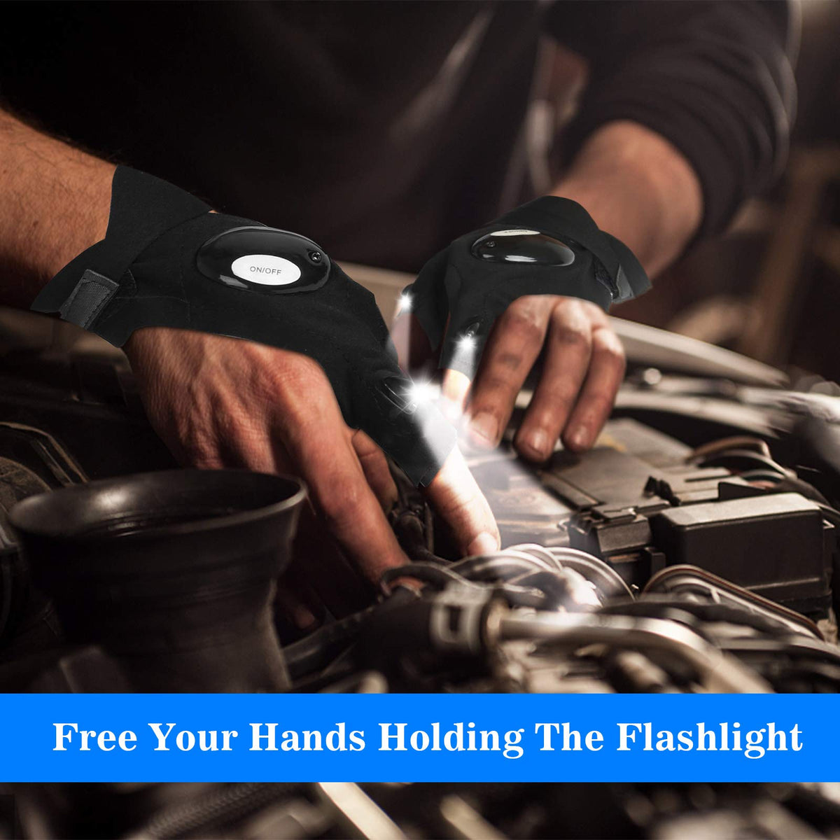 LED Flashlight Gloves, Gifts for Men Dad Him Boyfriend Husband, Cool Gadget Hands-Free Lights for Camping Fishing Repairing, Fathers Day Christmas Birthday Gift 🍁 All In One Marketplace Canada