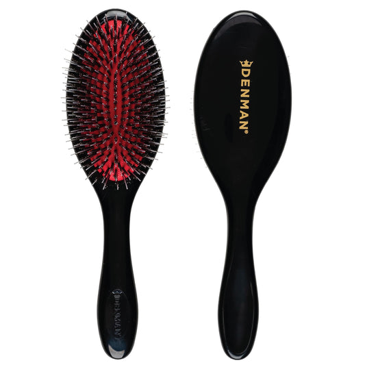 Denman Cushion Hair Brush (Medium) with Soft Nylon Quill Boar Bristles - Porcupine Style for Grooming, Detangling, Straightening, Blowdrying and Refreshing Hair – Black, P081M - Available at All In One Marketplace Canada