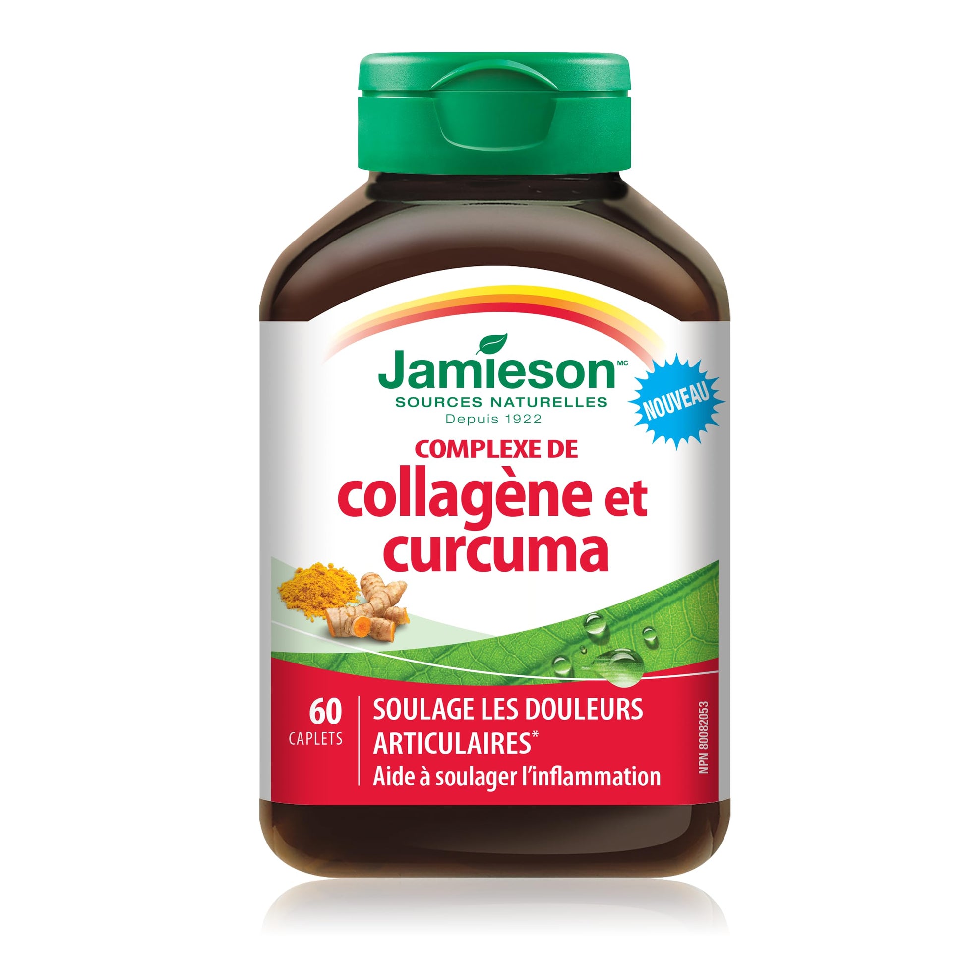 Jamieson Collagen Turmeric Complex, with 600 mg Collagen, Anti-inflammatory, Provides Joint Pain Relief and Digestive Support. Gluten-Free, No Artificial Colours, Flavours, or Preservatives, 60 Caplets, Proudly Canadian - Available at All In One Marketplace Canada