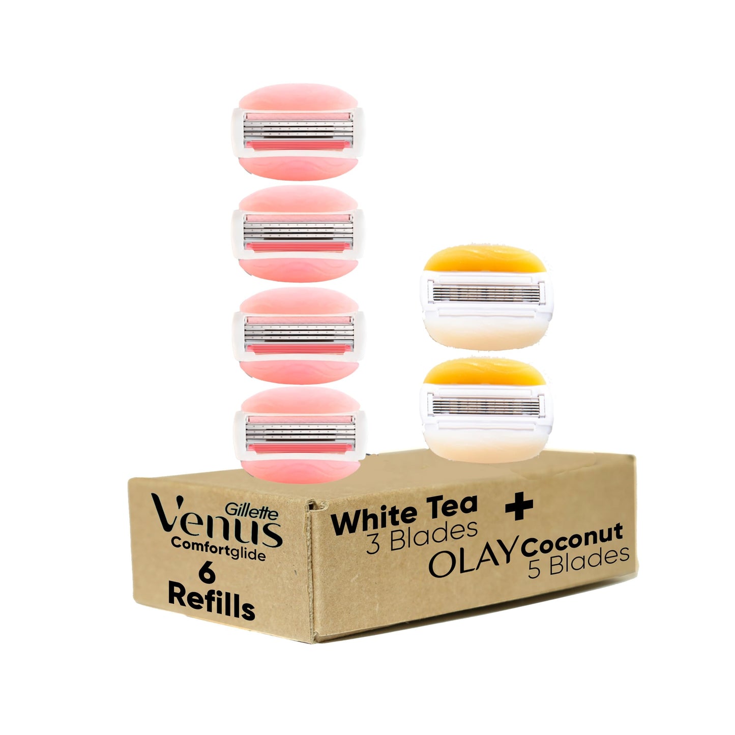 Gillette Venus Razors for Women Refills, ComfortGlide Razor Refill, White Tea + Olay, 6 Refills