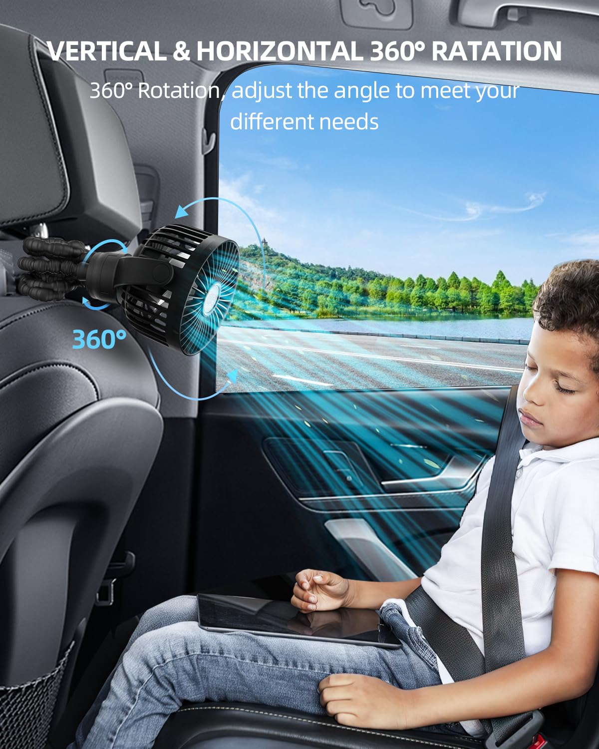 Portable Stroller Fan, Mini Baby Fan Clip on Fan, LED Display, 360° Rotate Flexible Tripod, Rechargeable Small Personal Handheld Fan Cooling Desk Fan for Car Seat Crib Treadmill Travel