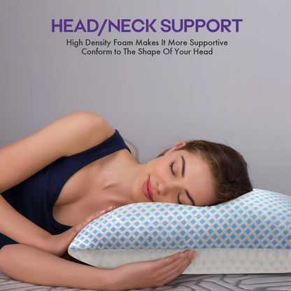 Cooling Memory Foam Pillows Queen Size 2 Pack, Adjustable Shredded Foams, Soft Firm Bed Pillow for Sleeping with Hypoallergenic Zipper Pillow Cover for Side, Back Sleepers, 20x30In - Available at All In One Marketplace Canada
