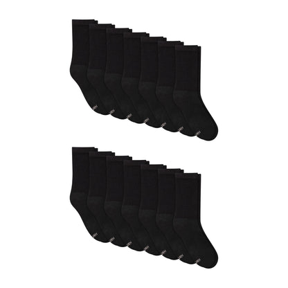 Hanes Women's Value, Crew Soft Moisture-Wicking Socks, Available in 10 and 14-Packs, Black-14, 5-9, Black - 14 Pack, 5-9