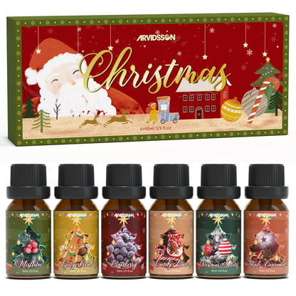 ARVIDSSON Christmas Fragrance Oil Set, Winter Essential Oils for Diffuser, Candle Making - Christmas Spirit, Gingerbread, Apple Cinnamon, Candy Cane, Mistletoe, Holiday Diffuser Oils Gift Set 🍁 All In One Marketplace Canada