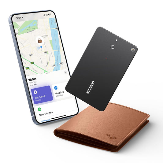 UGREEN FineTrack Slim Smart Finder Compatible with Apple Find My (iOS Only), 1.7mm Ultra-Slim Wallet Finder, IP68 Waterproof Rechargeable Bluetooth Tracker Card for Wallet, Key, Luggage Tags - Available at All In One Marketplace Canada