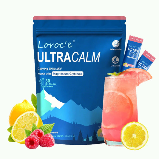 UltraCalm Cortisol Super Drink Packets, Sugar-Free, with Vitamin D, Raspberry Lemonade Electrolytes Powder Packets, 30 Sticks