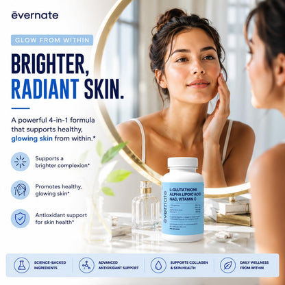 ALL-IN-ONE L-Glutathione 700 mg (Reduced) with NAC 400 mg, Alpha-Lipoic Acid 200 mg & Vitamin C (Per Serving: 2 Capsules) – Advanced Skin Brightening, Antioxidant & Immune Support Supplement – Made in Canada - Available at All In One Marketplace Canada