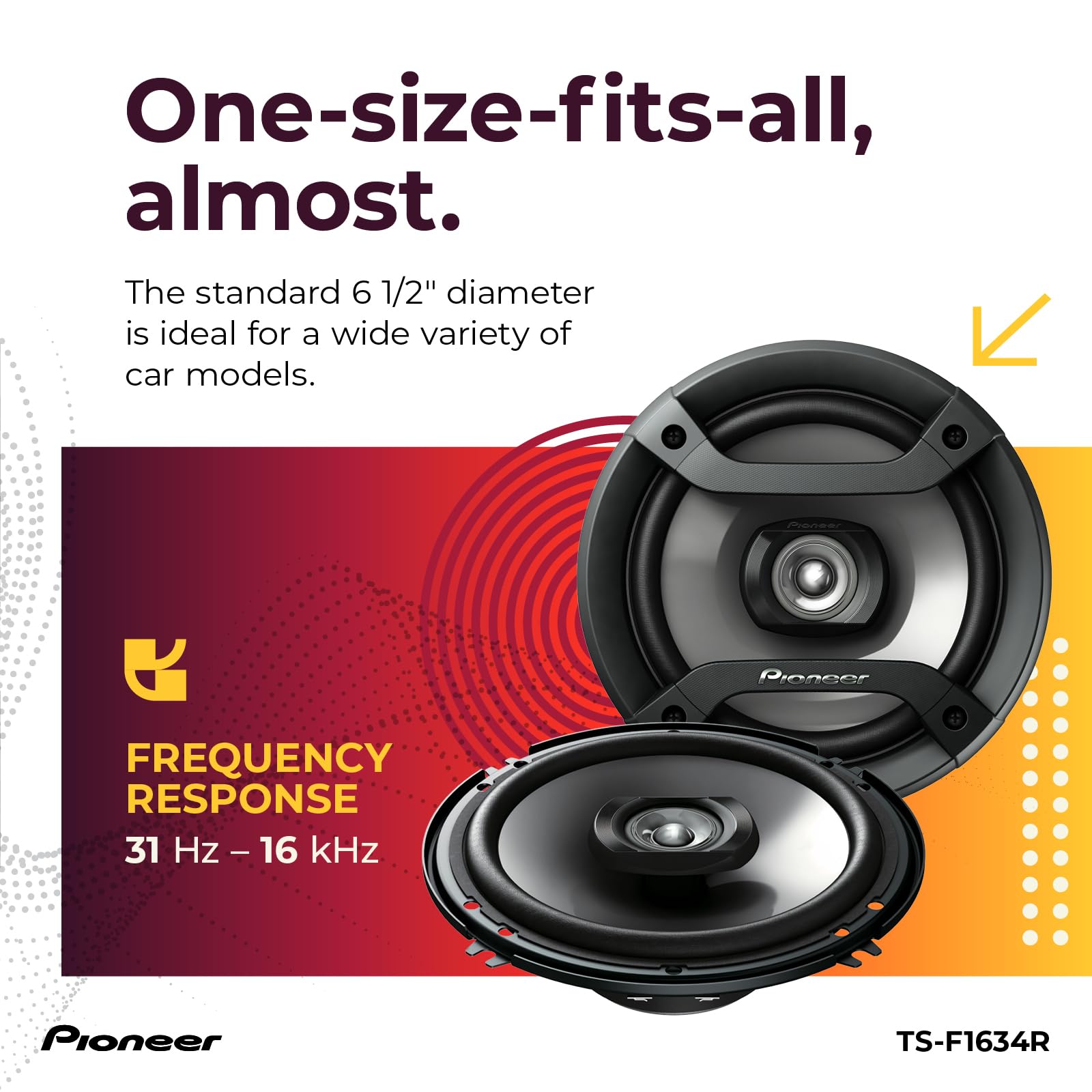Pioneer TS-F1634R 6.5" 200W 2-Way Speakers PIONEER