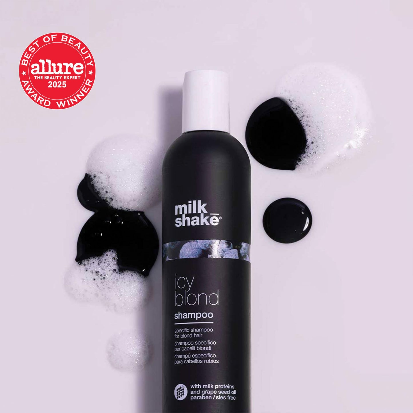 milk_shake Icy Blond Shampoo | Award Winning Shampoo with Black Pigment to Cool Brassy Tones and Enhance Platinum Blonde Hair | Ideal for Maintaining Icy, Ash-Toned Color | 10.1 fl oz (300 ml) - Available at All In One Marketplace Canada