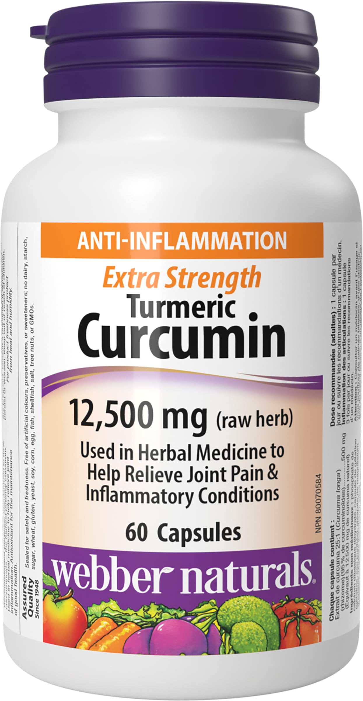Webber Naturals Turmeric Curcumin Extra Strength, 95% Curcuminoids, 60 Capsules, Anti-Inflammatory Support - Available at All In One Marketplace Canada