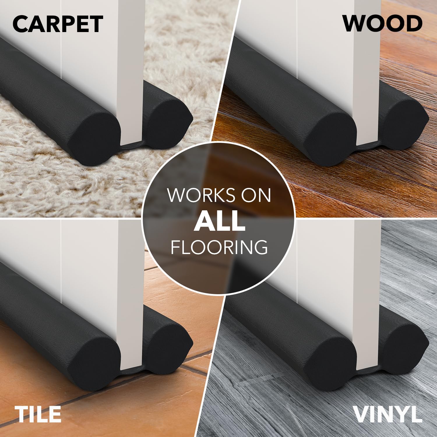 Everlasting Comfort 2 Sided Under Door Draft Stopper for Bottom of Doors - Quick Install, Keeps Heat In & Cold Air Out- Weather Stripping Door Seal Strip & Noise Blocker for Interior -Fits 76 - 91cm W